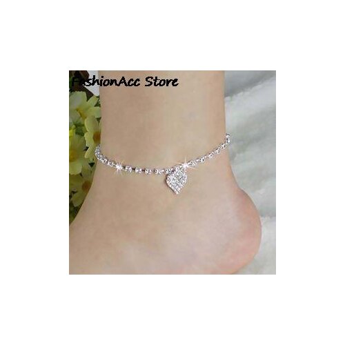 Crystal Love Heart Anklet Ankle bracelet New Foot chain Jewelry women pulseras as mujer 1.5*1.5cm