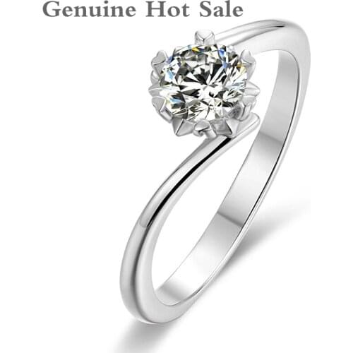 Moissanite Ring 0.5ct 5.0mm Round Cut D Color Lab Diamond 925 Silver Jewelry Wedding Engagement Rings for Women Girlfriend