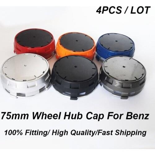 4pcs/set 75mm blue/red/black/silvery/gray/orange Car Wheel Center cap for A B C E S GLK CLA GLC GLE auto wheel hub cap