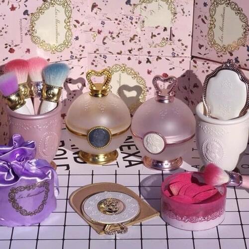 High Quality Crown Gold Makeup Face Cheek Powder Containers Pot Luxurious Brushes Holder Storage Container Beauty Tool