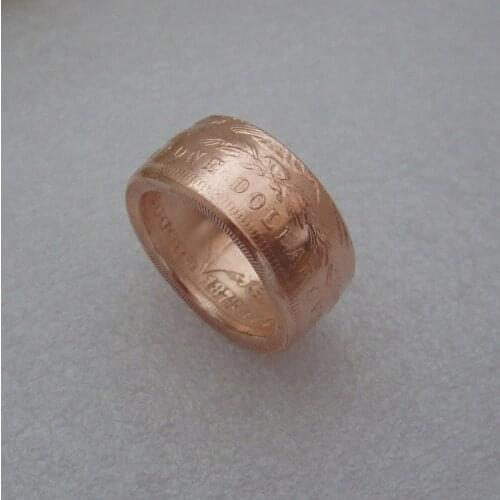Handcraft Morgan Dollar Coin Ring Handmade Ring Random Date Tails Version Copper ring