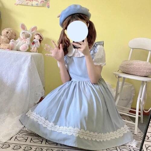 Sweet Japanese Lolita Dress Kawaii Ladies Party Vintage Lolita Jsk Dress Women Kawaii Sweet Sleeveless Bowknot Suspender Dresses