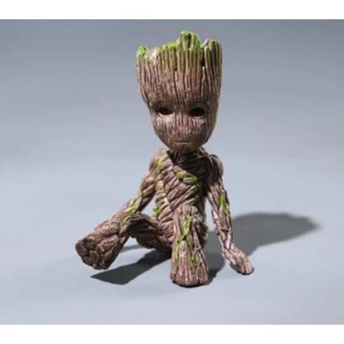 Cartoon little tree man sitting posture puppet car interior with mini doll ornaments, car interior accessories