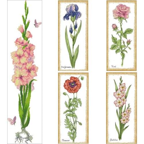 Iris poppy rose gladiolus patterns counted 11CT 14CT 18CT DIY Cross Stitch Sets wholesale Cross-stitch Kit Embroidery Needlework