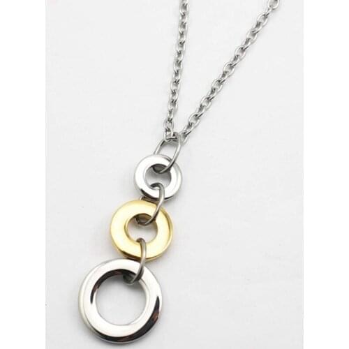 2016 New Fashionable Stylish 316L Stainless Steel Circle Charm Chain Long Women Pendant Necklace 1DWI