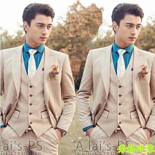 New arrival slim men suit three piece set with pants mens suits groom formal dress mens wedding suit + pant + tie + vest 4XL