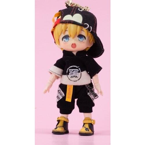 OB11 Baby Dress Fish Black Suit Top Pants Cap Molly Baby P9 Dress 1/12 BJD GSC doll clothes suit