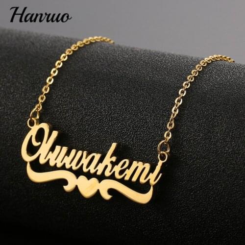 Custom Name Heart Necklace Stainless Steel Personalized Customize Pendant Nameplate Necklaces For Women Men Choker Colar Jewelry