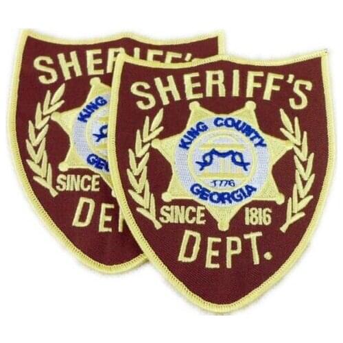 PAIR The Walking Dead King County Sheriff Iron Patch Cosplay Costume BADGE OF2