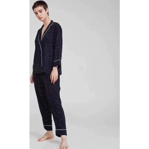 Spring Starry sky pattern Sleepwear Pajamas Suits Female Home Suits Pants Pijama Home Clothes Two Pieces cotton Home Wear F906