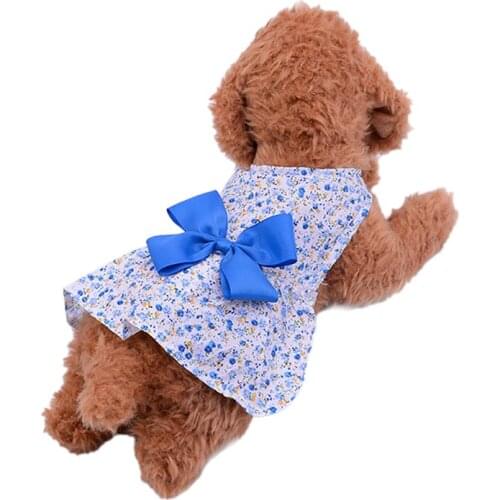 Small Dog Cat Dress Shirt Bow Design Pet Puppy Skirt Spring Summer Apparel