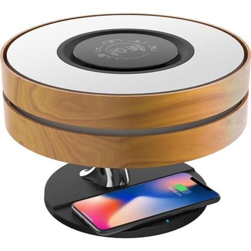 2021 Stepless Dimming Bedside Lamp Round Intelligent Music Bluetooth Table Lamp with Wireless Fast Charging(QI) for Living Room