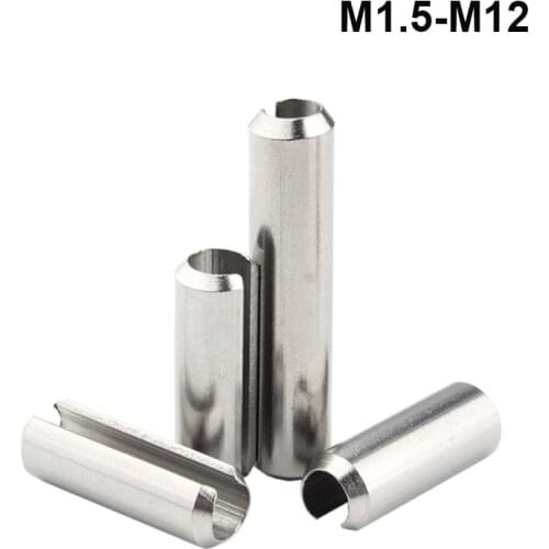 M1.5 M2 M2.5 M3 M3.5 M4 M5 M6 M8 M10 M12 304 Stainless Steel Slotted Spring Pins Elastic Spring Cotter Split Pin For Locating