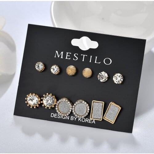 2019 Luxury Fashion Women Jewelry Round Rhinestone Shiny Geometric Mini Stud Earrings For Girls Lovely Round Stud Earrings Gifts