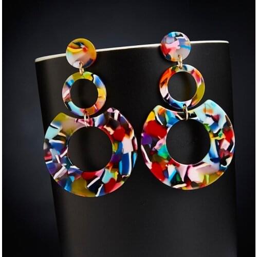 Exaggerated Drop Earrings for Women Acrylic Acetic Acid Sheet Geometric Circle Leopard Print Dangle Earring Fashion Jewelry