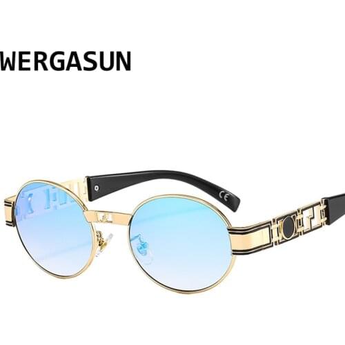 WERGASUN Metal Round Steampunk Sunglasses Men Vintage Gothic Steam Punk Sun Glasses For Women Summer