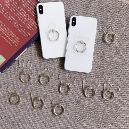 Universal Stent Mobile Phone Holder Stand Finger Ring Cute Cartoon Cell Smart Phone Transparent Holder for iphone XS MAX 8