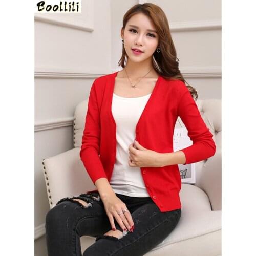 Boollili Spring Autumn Women Cardigan Knitted Sweater Slim Long Sleeve Womens Sweaters Casual Crochet Female Cardigans