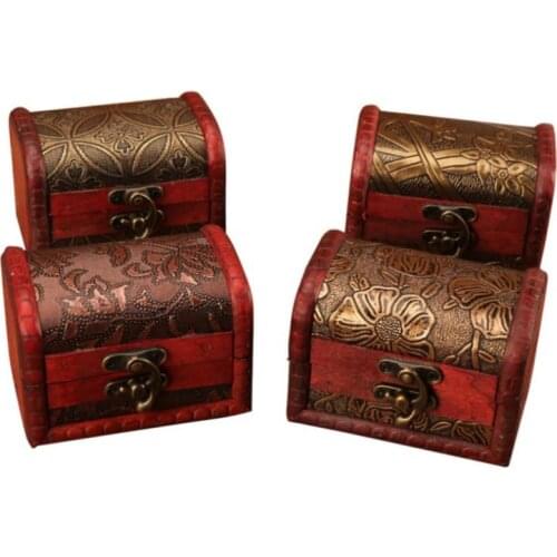 Vintage Wooden Handmade Lock Box Organizer Jewelry Bracelet Pearl Case Gift Storage Box Storage Cosmetic Containers Hamper