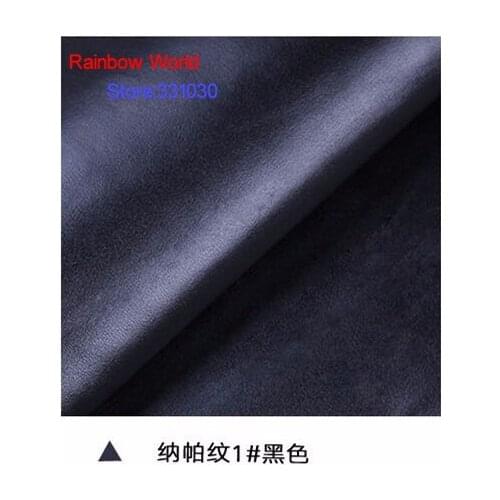 1# black High Quality Nappa Stripes vein grain PU Leather fabric for DIY sofa bed shoes bags Garment material(138*100cm)