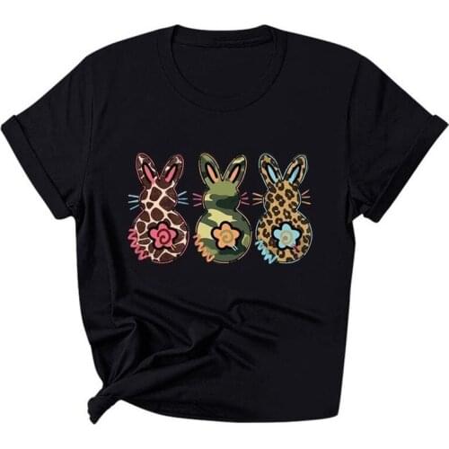 Three rabbits Leopard Print Women T Shirt Short Sleeve O Neck Loose Women Tshirt Ladies Tee Shirt Tops Clothes Camisetas Mujer