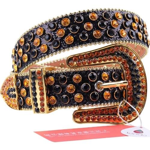 Female Belt Leather Strap Rhinestone Belt Luxury Strap Brand Mens Belt Diamond Studded Punk Belt Buckle Designer Jean Waistband