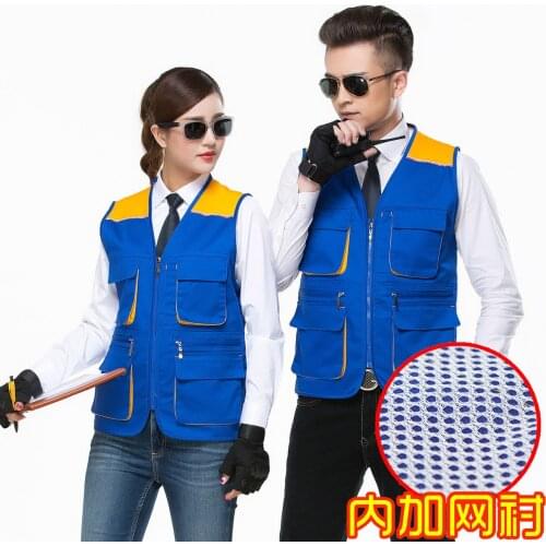 Mens Customize Work Vest Workshop Uniforms Sleeveless Top Waistcoat Size L-4XL