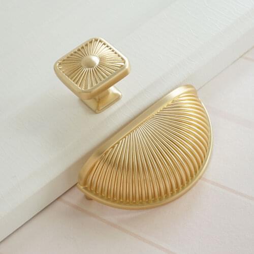 3" Brass Shell Cabinet Handles Square Drawer Knobs Zinc Alloy Door Pull Kitchen Cupboard Handle Dresser Handles 76mm Hardware