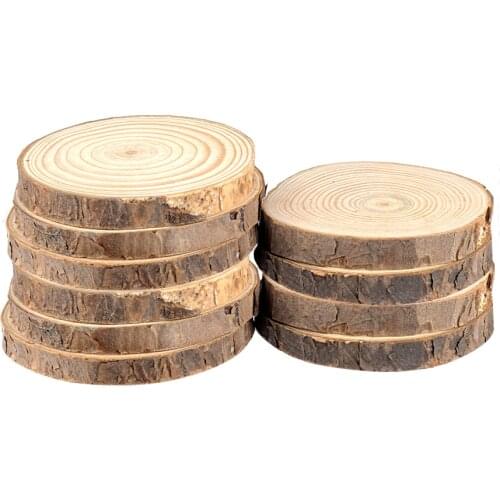 5-10Pcs Thick 1cm Nature Pine Wood Chip Polished Base Handmake Craft With TreeBark Log Discs DIY Crafts Wedding Party Painting
