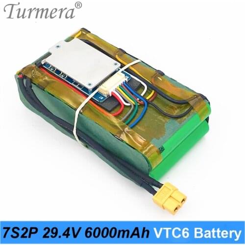 Turmera 18650 VTC6 3000mAh 7S2P 29.4V Battery Pack 29.4V 6Ah With 7S 30A BMS for E-scooter E-bike and Uninterrupted Power Supply