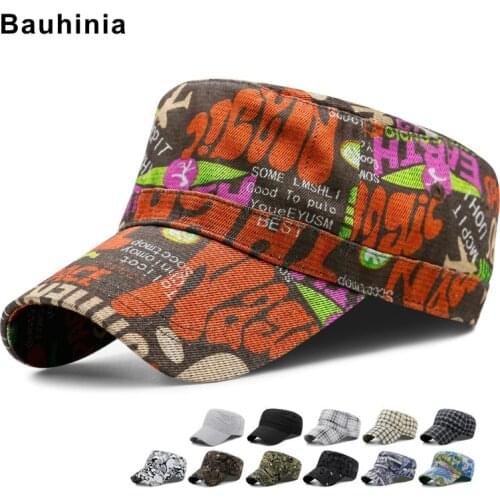 Bauhinia floral cloth graffiti men and women outdoor Korean hip-hop sunscreen sunshade army cap flat cap cap