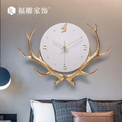 Large Luxury Wall Clock Deer Metal Creative Big Gold Wall Clocks Nordic Silent Best Selling Reloj Pared Grande Home Decor OO50WC