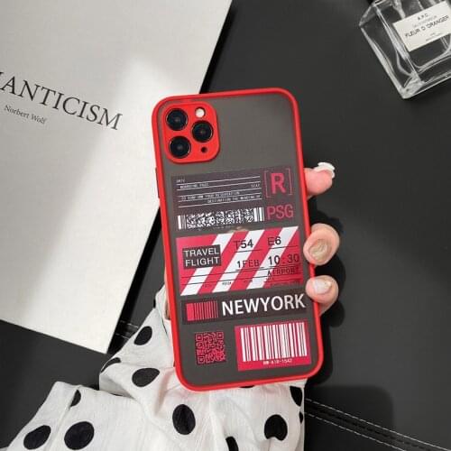 JAMULAR Fashion Art Travel Label Phone Case For iPhone 12 11 Pro XS MAX X 7 XR SE20 8 6Plus Clear Ticket Hard Cover Matte Fundas