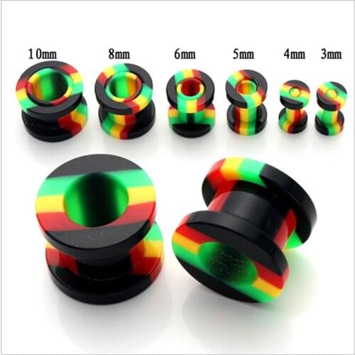 3-10mm Colorful Acrylic Ear Tunnels Plugs Flesh Expansions Piercing Earring Gauges Ears Expander Ring Fashion Body Jewelry