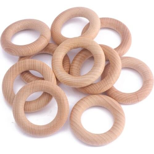 1Pcs/Lot 50/55/70mm Wooden Ring Baby Teether Beech Ring Natural Wood Rodent Teething Ring For DIY Nursing Baby Bracelet Toy Gift