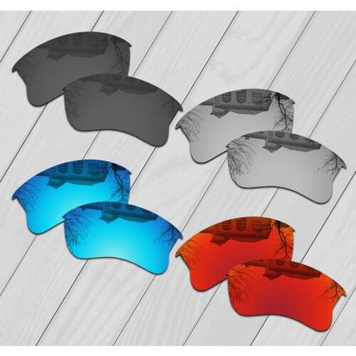 E.O.S 4 Pairs Black & Silver & Ice Blue & Fire Red Polarized Replacement Lenses for Oakley Half Jacket 2.0 XL Sunglasses
