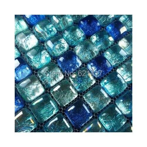 Blue sea pearl bead crystal glass mosaic tiles for bathroom home improvement kitchen backsplash HMGM1059