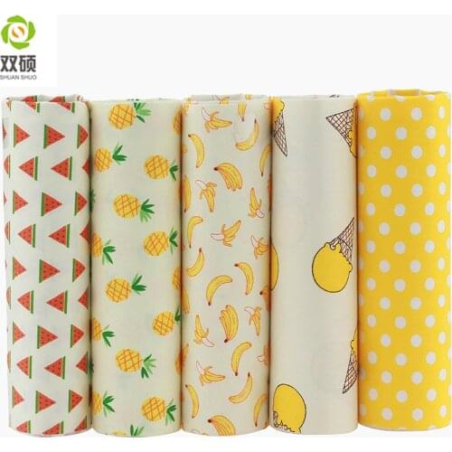 Shuanshuo Fruit Style Fat Quarter Patchwork Cloth Sewing Different Sizes Scrapbooking 100% Cotton Meter Fabric 40*50CM 5pcs/lots