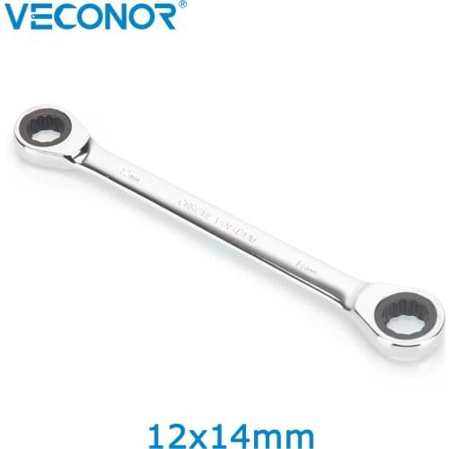 Veconor Professional Double Ratchet 72T Spanner Wrench Double Ratcheting Wrench 12x14mm