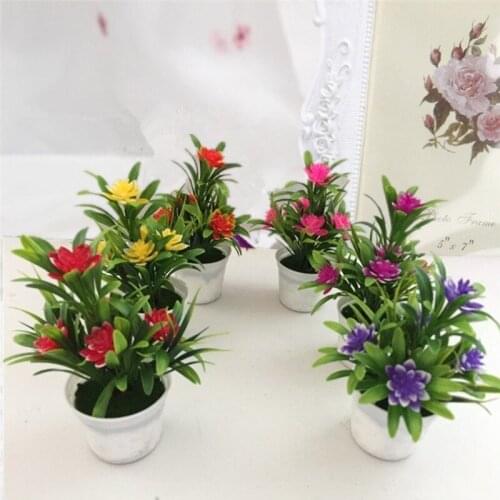 5 Heads Lotus Fake Flower Bonsai Desktop Plants Potted Artificial Flowers Decors Home Decoration Ornament Home Room Table