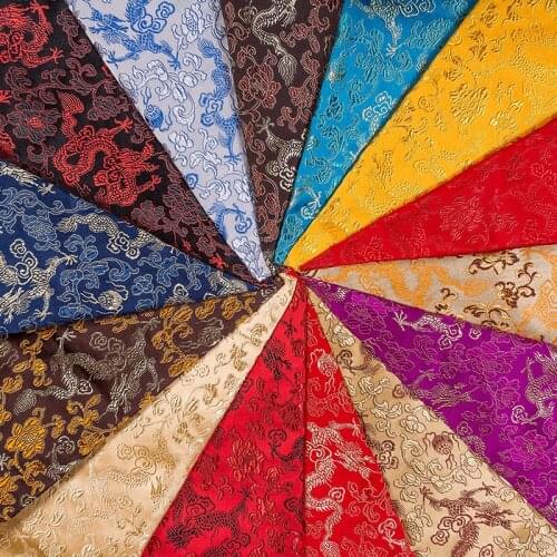 Chinese brocade satin jacquard fabric for cheongsam and kimono dragon pattern fabric