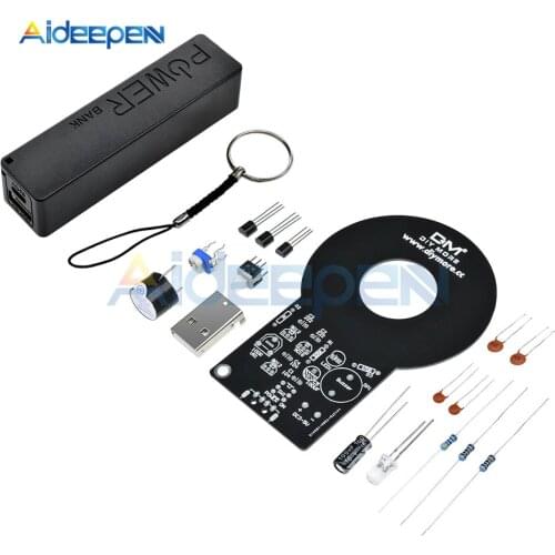 Metal Detector Kit DC 3V-5V 60mm Detective Non-contact Sensor Module with 18650 USB Power Bank Box DIY Kit Metal Detector Finder