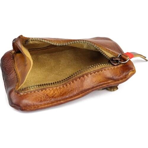 Hot sale coin wallet 100% cowhide purses Handmade Brush men retro wallet thin student female coin bag coin purse women small bag