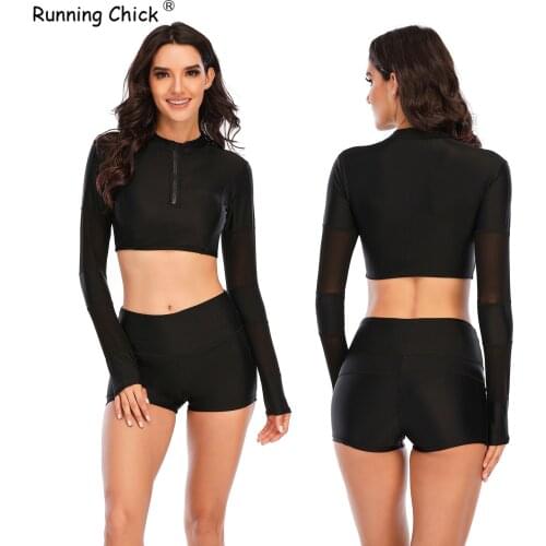 Split long-sleeved surf suit sunscreen womens swimsuit hot spring diving suit