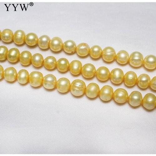 Cultured Potato Freshwater Pearl Beads Yellow 8-9mm Approx 0.8mm Sold Per Approx 14.5 Inch Strand