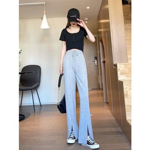 Fashion Casual Wide Leg Pants Women Streetwear Casual Trousers High Waist Long Pants
