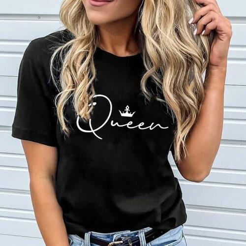 Fashion Crown Queen Print Women Short Sleeve T Shirts Summer Female Feminist Harajuku Graphic Casual T-shirt Tee Camisetas Mujer