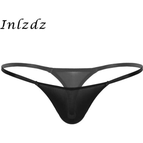 Mens Erotic Lingerie Underwear Hot See Through Sheer Sexy Panties Low Rise T-back with Pearl G-string Thong Briefs Underwear