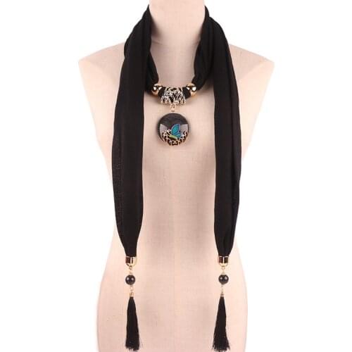 RUNMEIFA Pendants Necklaces Cotton Jewelry Scarf Woman/Ladies New Fashion Vintage Long Tassel Solid Bohemian Style 170*40CM