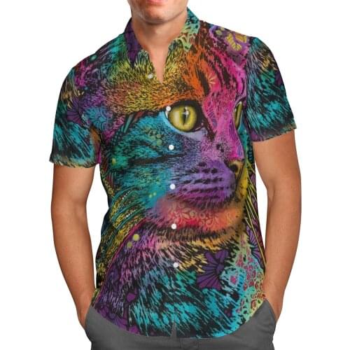 Animal Tiger 3D Beach Hawaiian 2021 Summer Anime Shirt Short Sleeve Shirt Streetwear Oversized 5XL Camisa Social Chemise Homme